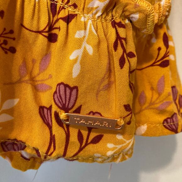 ❤️5/$25 SALE Tahari Girl’s Yellow Orange Floral Long Sleeve Flowy Blouse Top - Picture 3 of 9